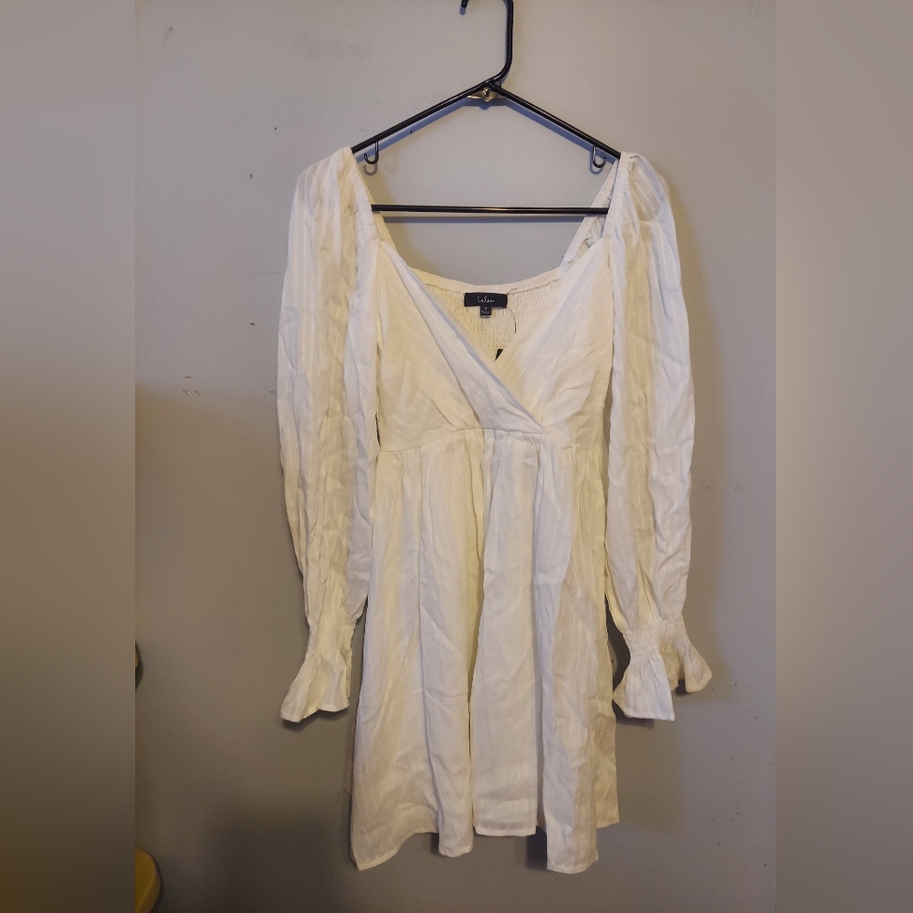 NWT Lulus Dress S White Boho Peasant Babydoll Milkmaid Coquette Cottagecore